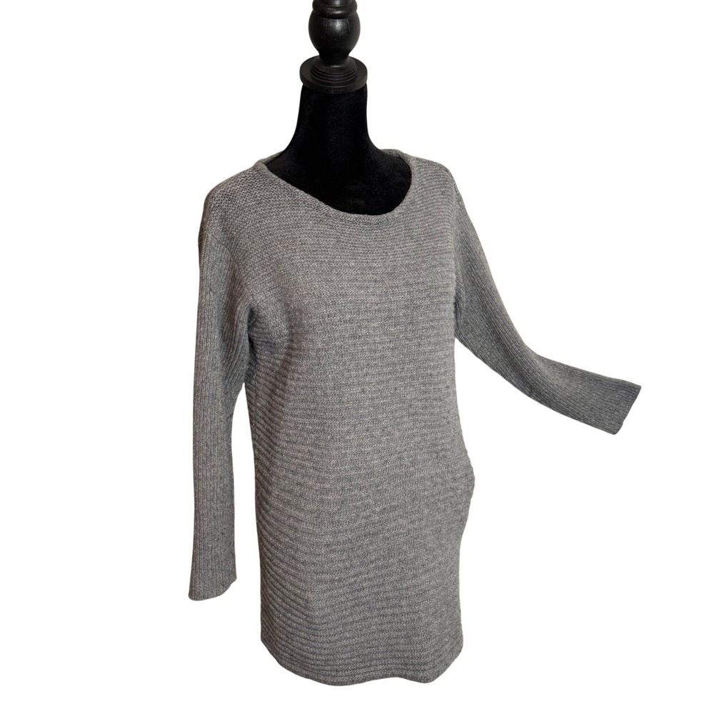 J. Jill Gray Cotton Wool Silk‎ Blend Textured Knit Tunic Sweater Size S Petite